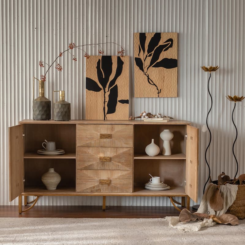 Light Wood Dresser with Metal Glide Drawers - Multi-Functional - 9-drawer