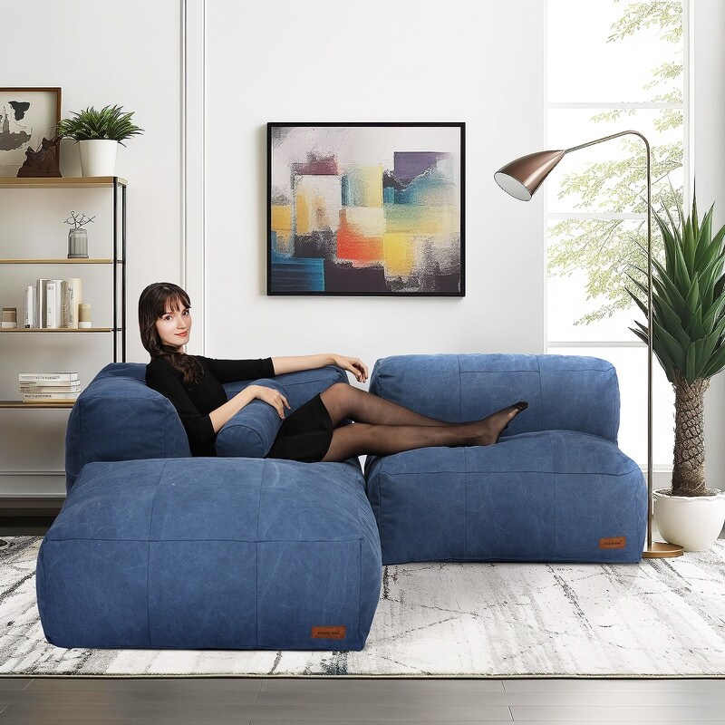 Grondin 3 Piece Giant Upholstered Modular Sectional Design Bean Bag Sofa Chair Set with Density Sponge Padding Bed Bath Beyond 40466253