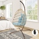 preview thumbnail 29 of 53, Oversized 1-Person Foldable Hanging Egg Chair - Wicker Swing Chair with Stand, Portable for Indoor Outdoor Patio