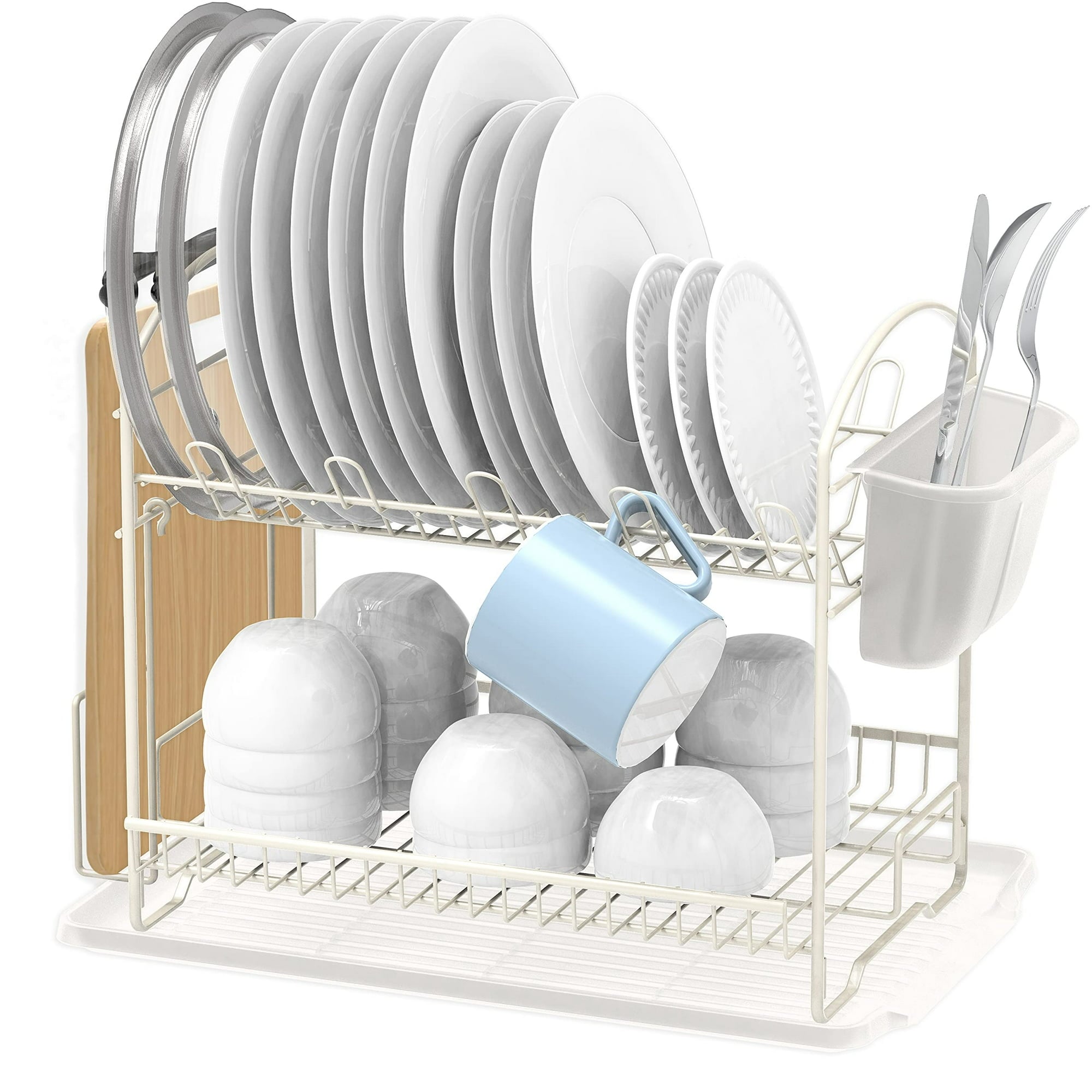2-Tier Dish Rack with Drainboard, White - Bed Bath & Beyond - 37482095