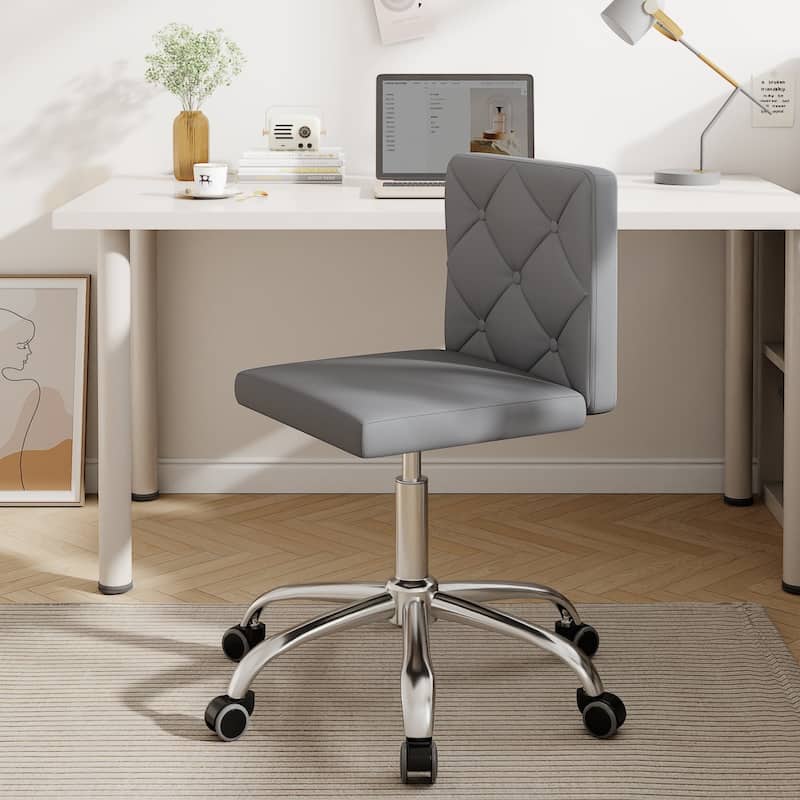 Javlergo Armless Office Desk Chair PU Leather Mid-Back Adjustable Height 360° Rolling Swivel 10 Colors Available Office Chair