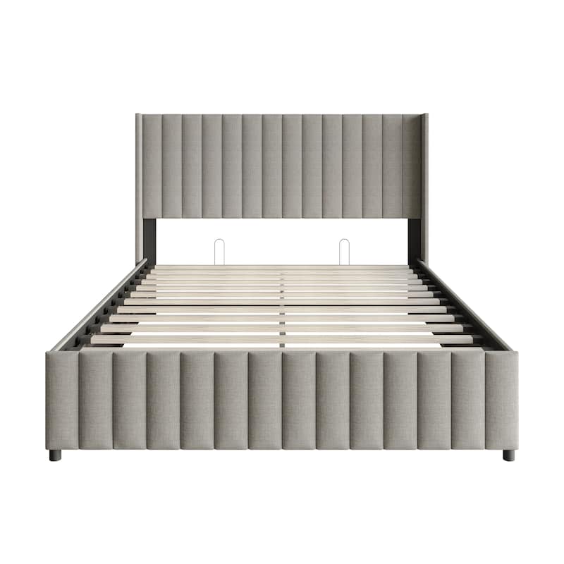 CraftPorch Minimalist Wingback Platform Lift Up Storage Bed