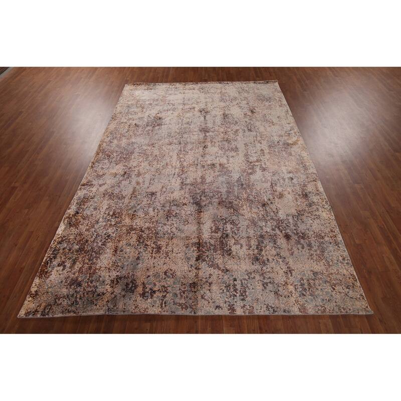 All-Over Abstract Indian Area Rug Hand-Knotted Wool Carpet - 8'3"x 11'9"