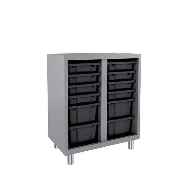 Space Solutions Bin Storage Cabinet with 8 3 tote bins and 4 6