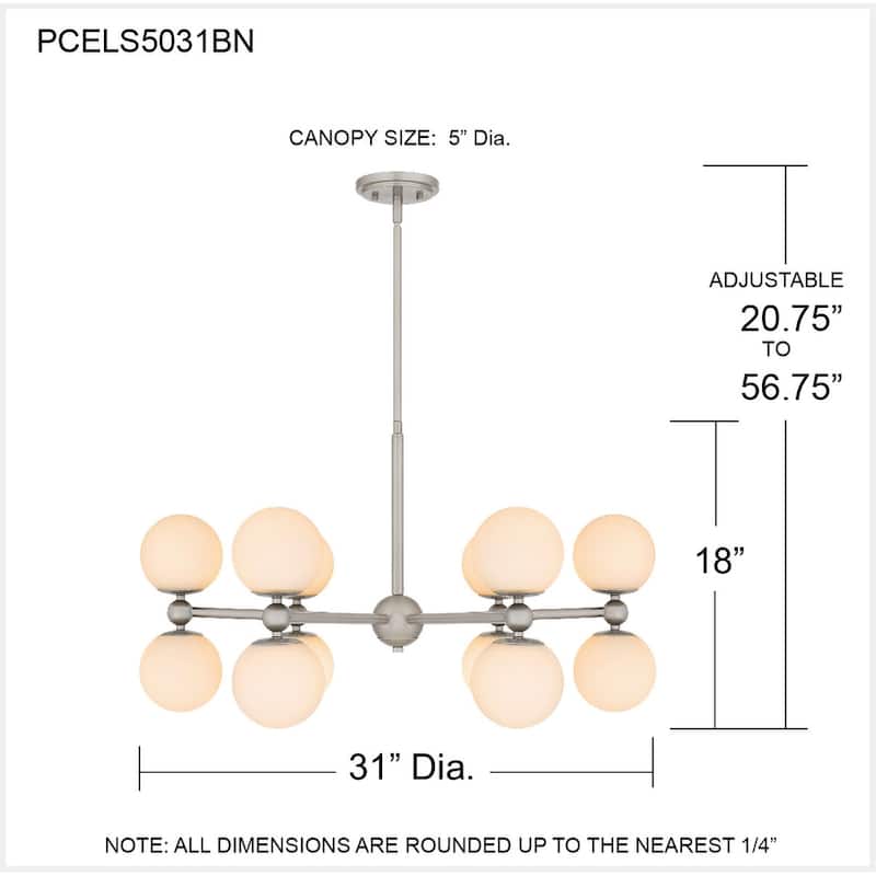 Elser 12-Light Brushed Nickel Chandelier