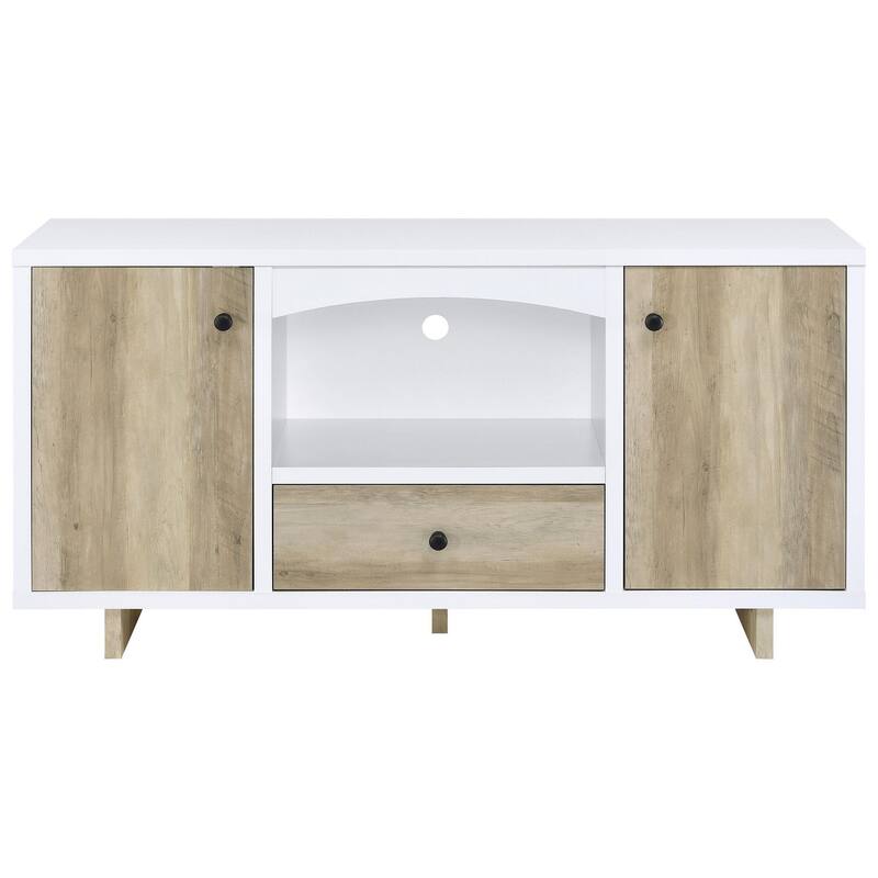 Aton Credenza, 2 Doors, 1 Drawer, Arched Front, 60 Inch White Brown