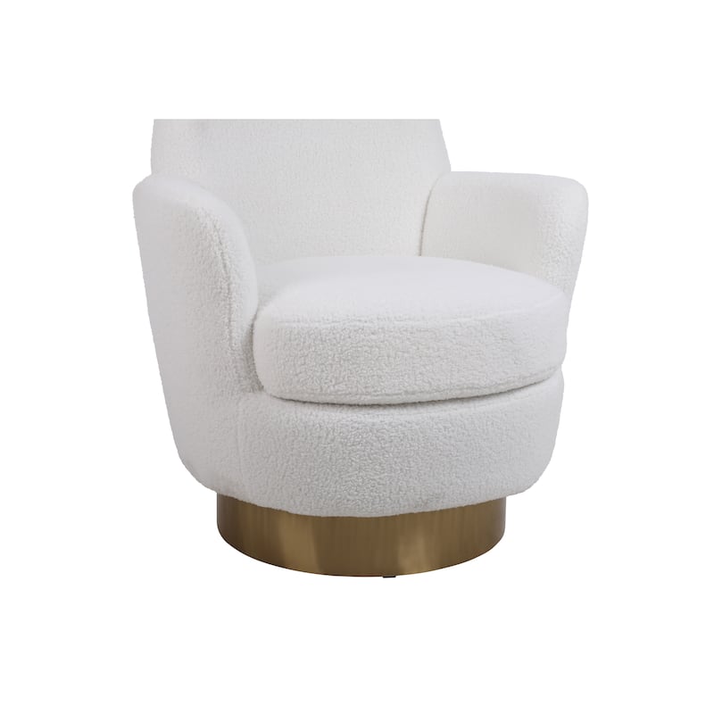 Faux Fur Swivel Barrel Chair with Gold Base, 360° Rotation and High-Density Foam Seat