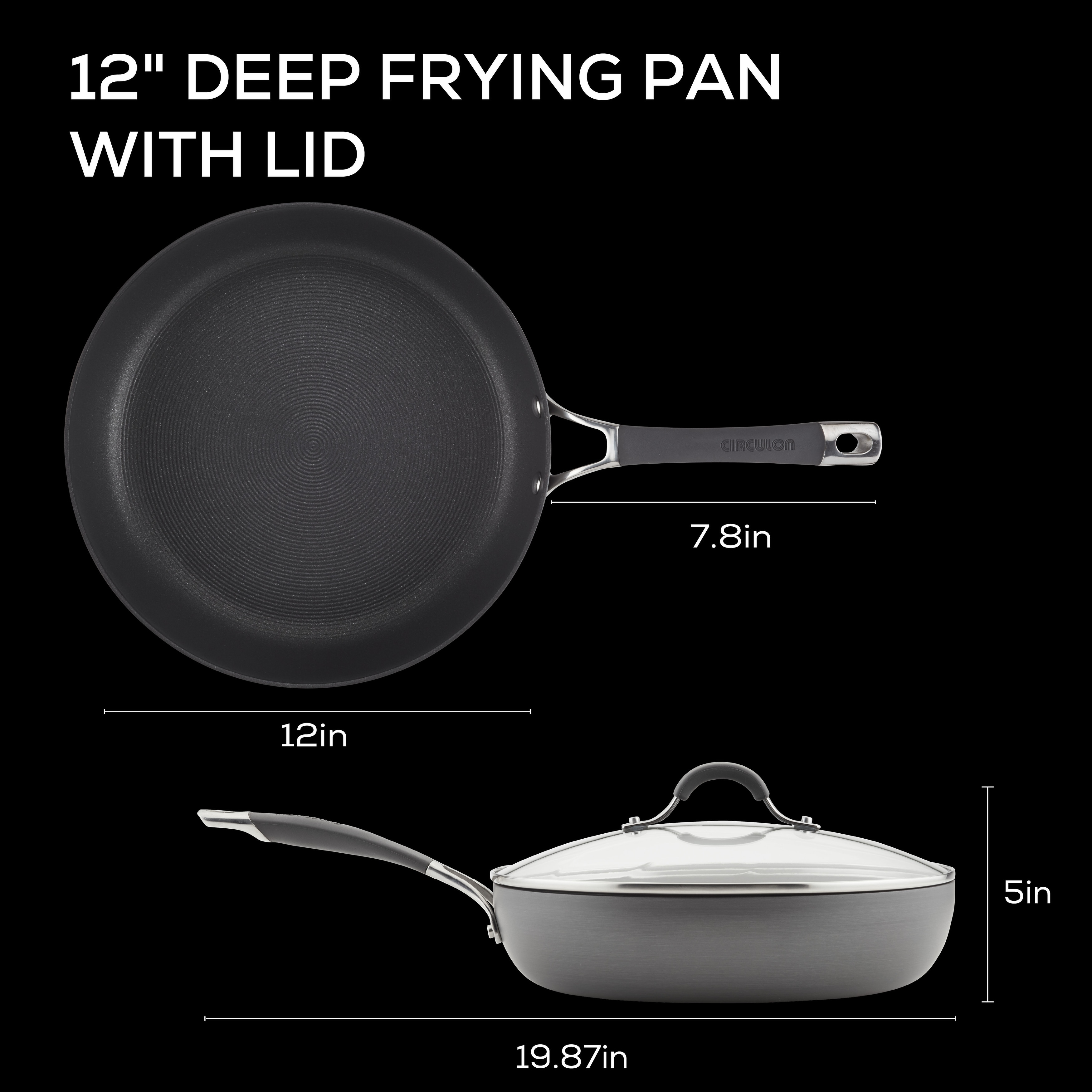 12 deep frying pan with lid hotsell
