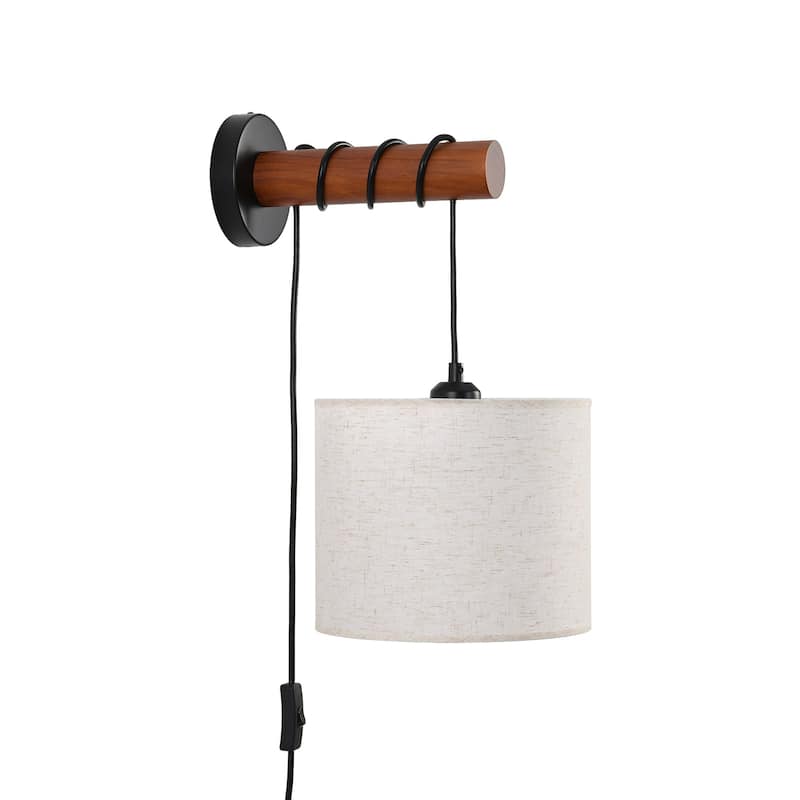 Bentzel 1-Light Fabric Arm Sconce - Walnut