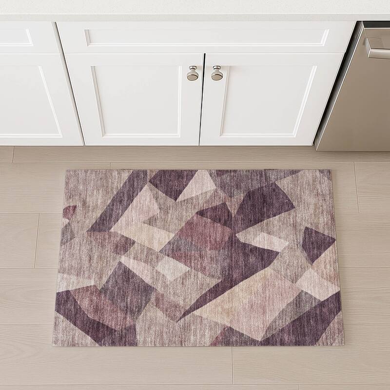Machine Washable Indoor/ Outdoor Modern Queby Chantille Rug