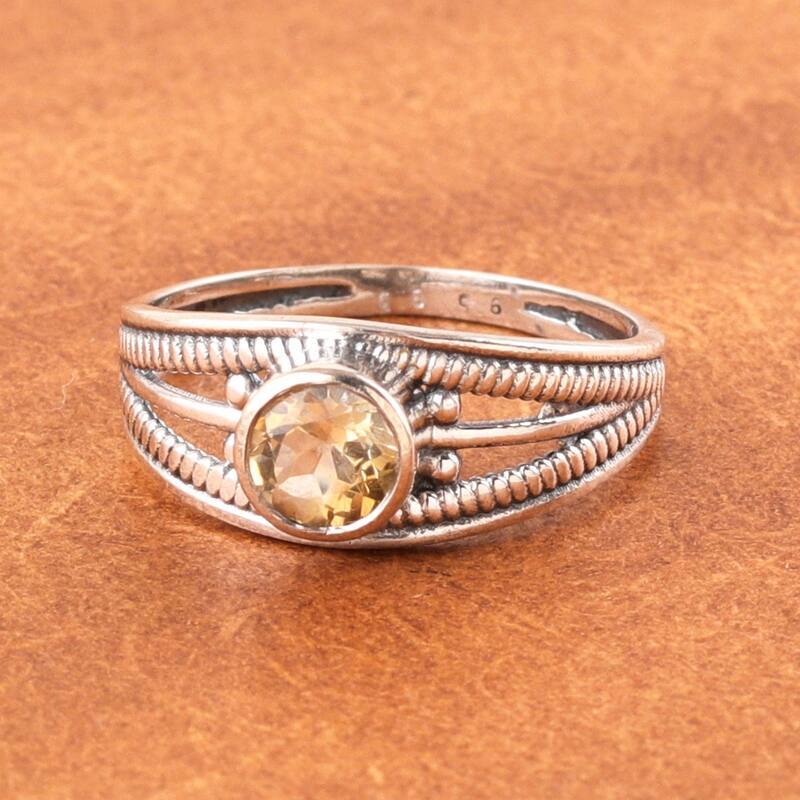 Novica Handmade Joyous Eden Citrine Domed Single Stone Ring