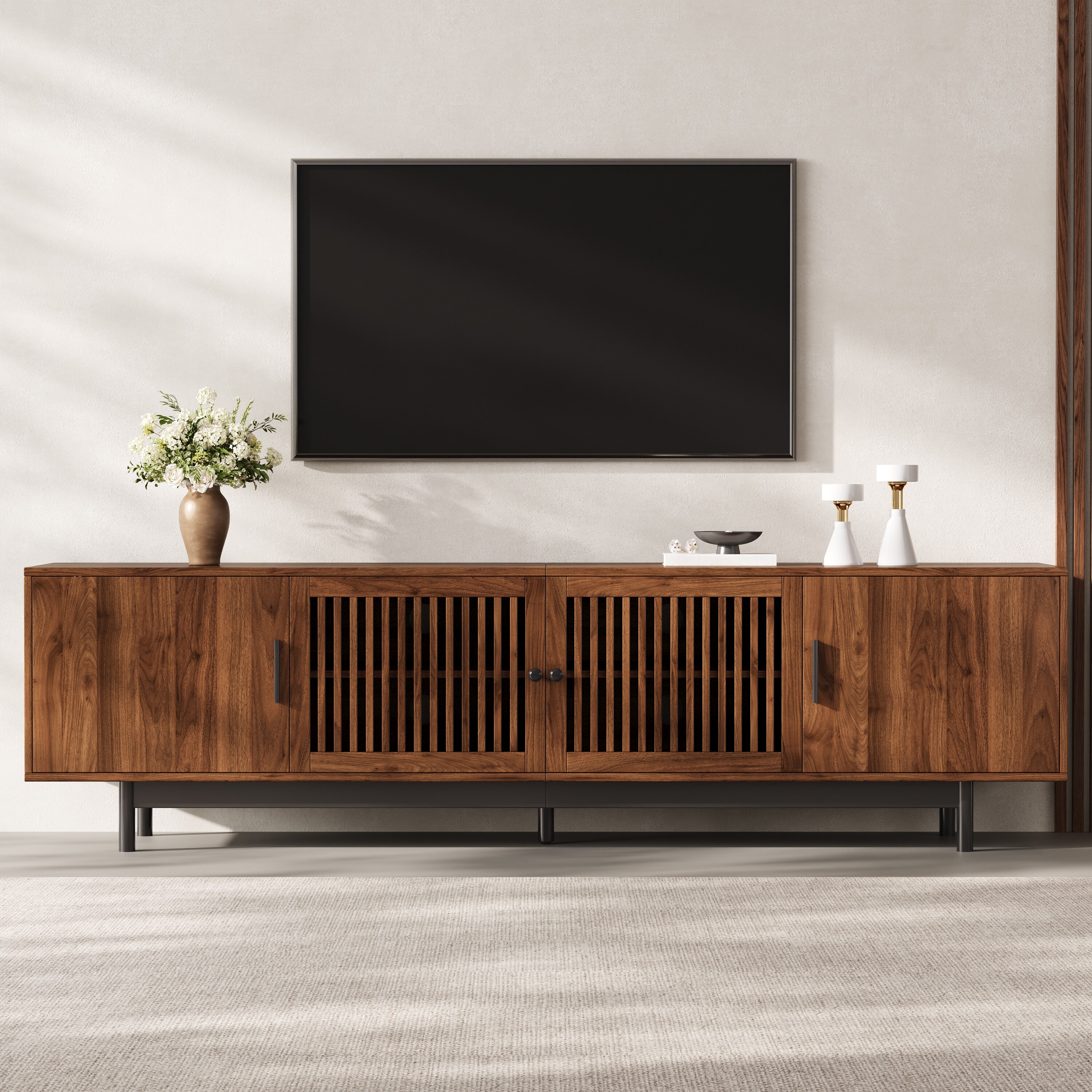 78" TV Stand for TVs Up to 85", TV Console for Living Room, Media Console with Soft-Closing Hinges, Adjustable Shelves TV Stand