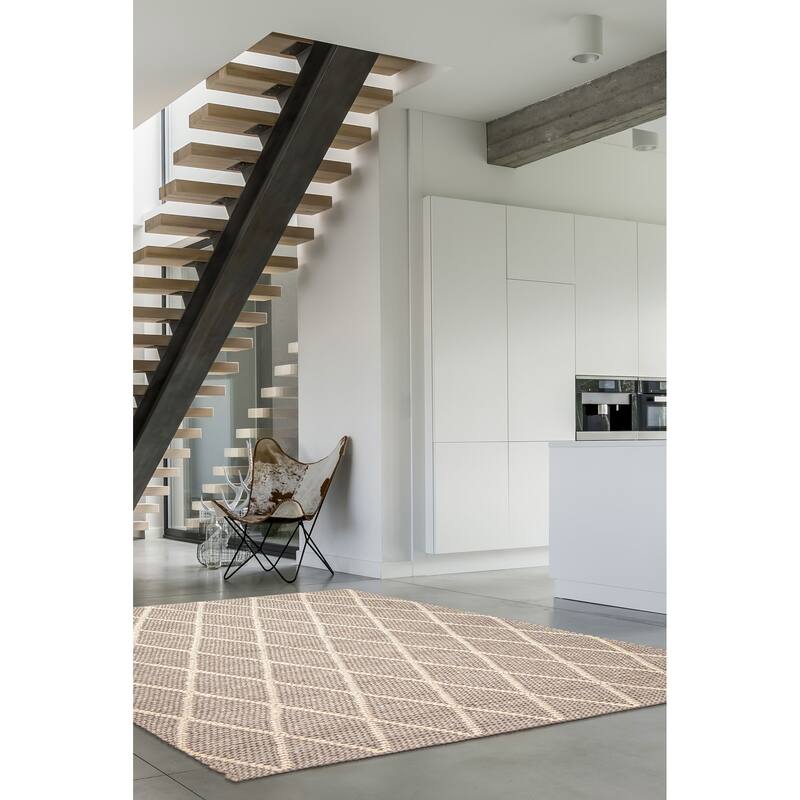 ECARPETGALLERY Braid weave Sienna Khaki Wool Rug - 5'10 x 5'10