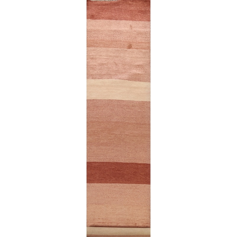 Modern Gabbeh Kashkoli Oriental Runner Rug Wool Hand-knotted Carpet - 2'9" x 16'8"