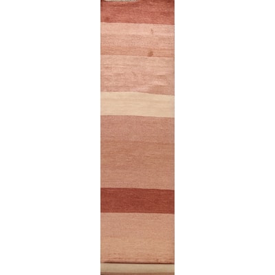 Modern Gabbeh Kashkoli Oriental Runner Rug Wool Hand-knotted Carpet - 2'9" x 16'8"