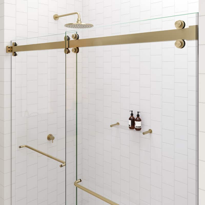 Polaris 60 in. x 78 in. Fully Frameless Glass Sliding Bypass Shower Doors with Square Hardware