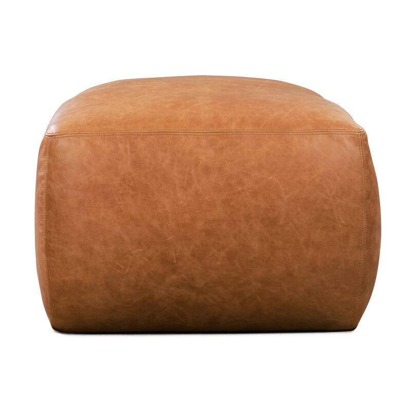 Poly & Bark Denver Leather Ottoman - Full Grain Genuine Italian Leather