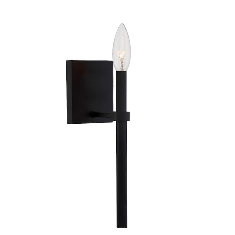 1 Light Black Wall Mount - 5.5W x 18.5H x 7.125D