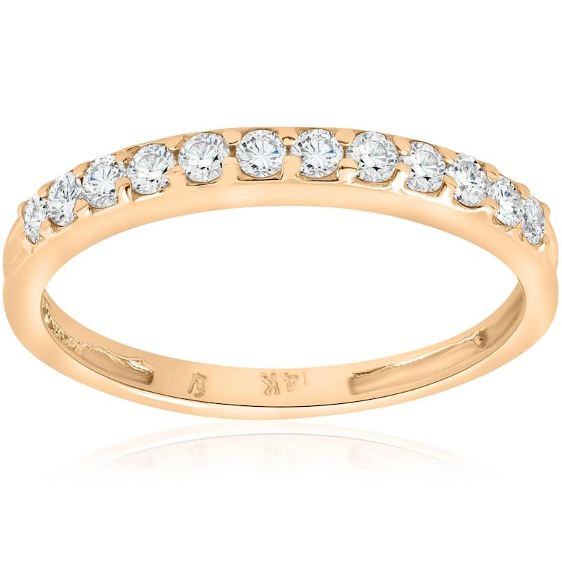 1/2ct Diamond Wedding Ring Yellow Gold Womens Stackable Band Jewelry Round
