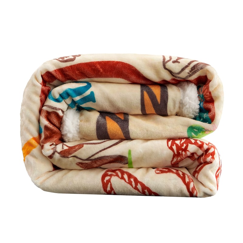 Indigo Hill by HiEnd Accents Campfire Sherpa Fleece Throw, 1PC or 3PC