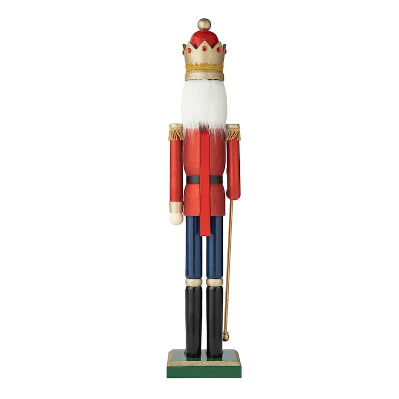 Glitzhome 54"H Oversized Wooden Christmas Glitter Nutcracker Xmas Indoor Porch Decor