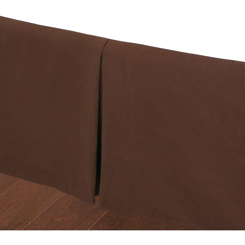 Dark Brown Bed Skirt Cotton Twill Pleated Dust Ruffle w/ Split Corners Tailored 16" Drop