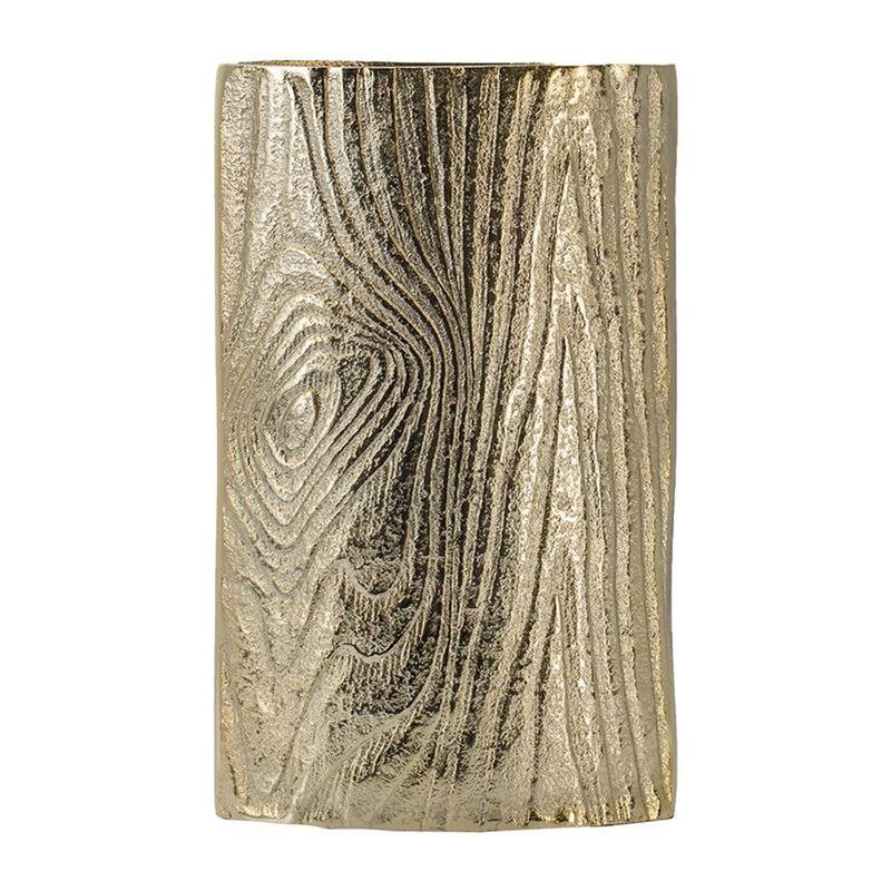 10" Gold Aluminum Oval Faux Wood Table Vase - 4.50