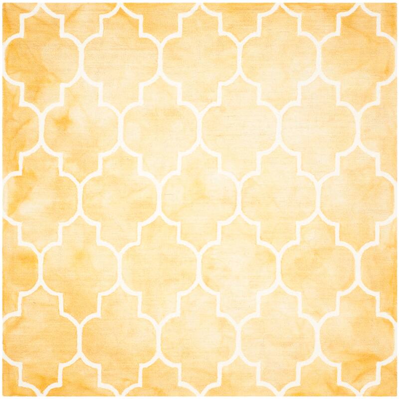 SAFAVIEH Dip Dye Anasthasie Hand-tufted Wool Geometric Area Rug - 7' Square - Gold/Ivory