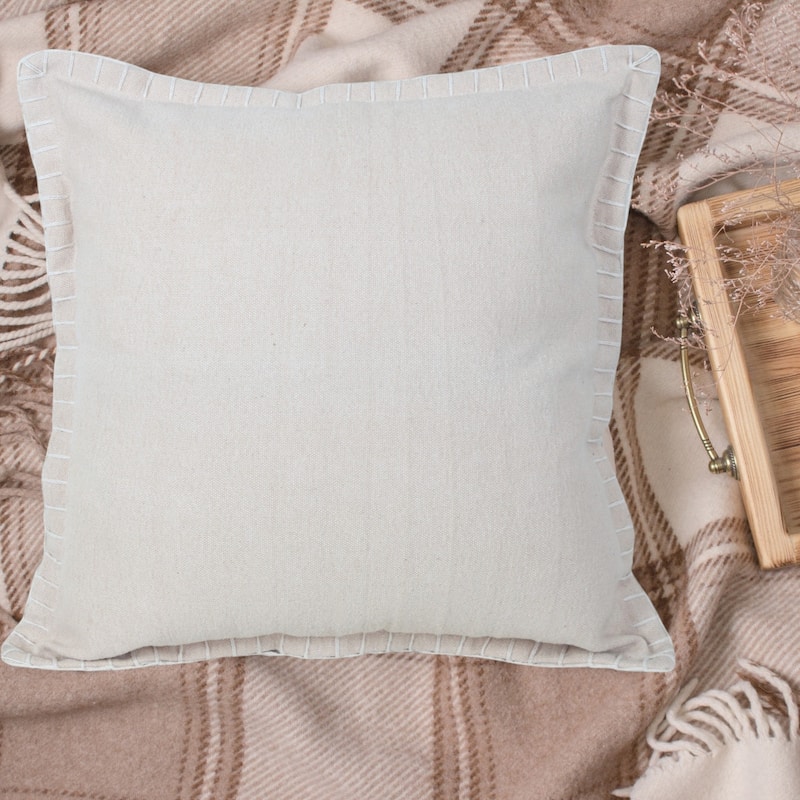 HomeRoots 20" X 20" Beige 100% Cotton Zippered Pillow