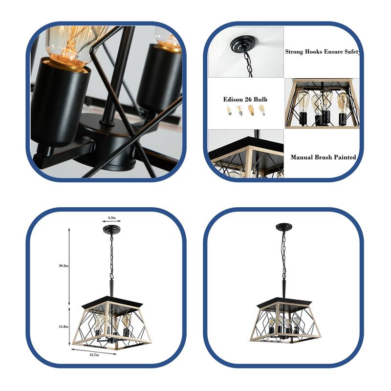4-Light Chandeliers with Dimmable and Height Adjustable(No Bulbs)