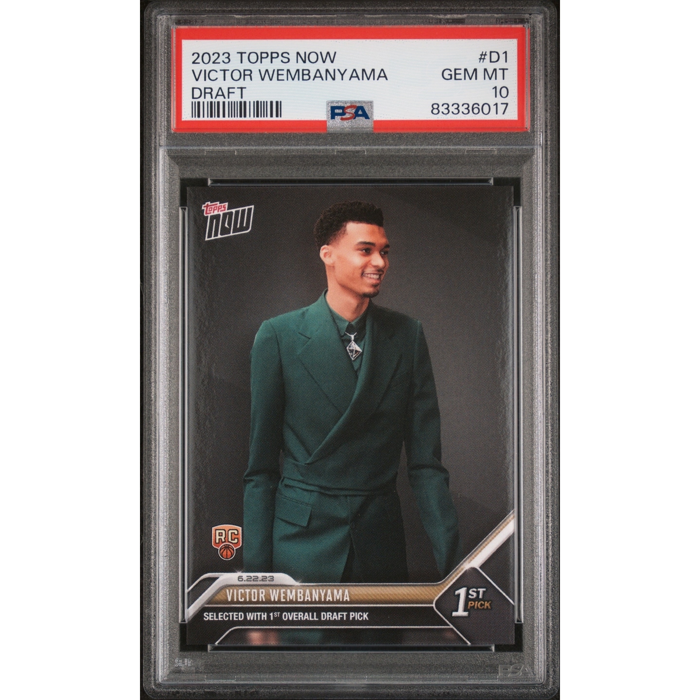 Victor Wembanyama 2023 Topps Now Draft Basketball Rookie Card #D1 Graded  PSA 10 - Black - 8'6" x 11'6" - Overstock - 40999593