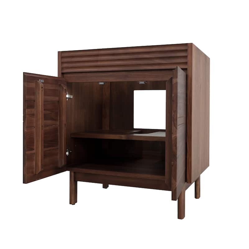 Avanity Carina Bathroom Vanity in Coffee Teak with White Engineered Stone Top