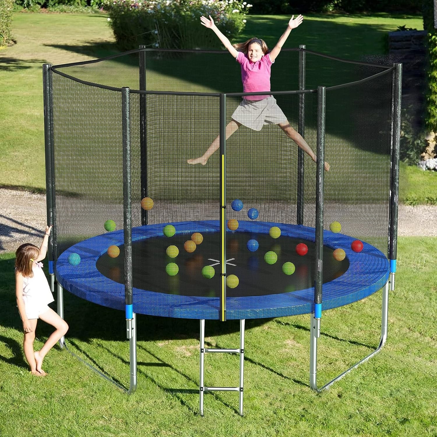 400LBS Trampolines Trampoline with Safety Enclosure Net Bed Bath