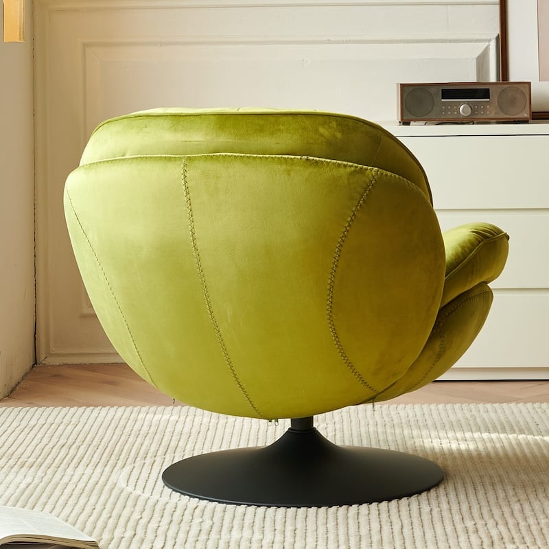 Velvet Swivel Leisure Chair Lounge Chair with Ottoman