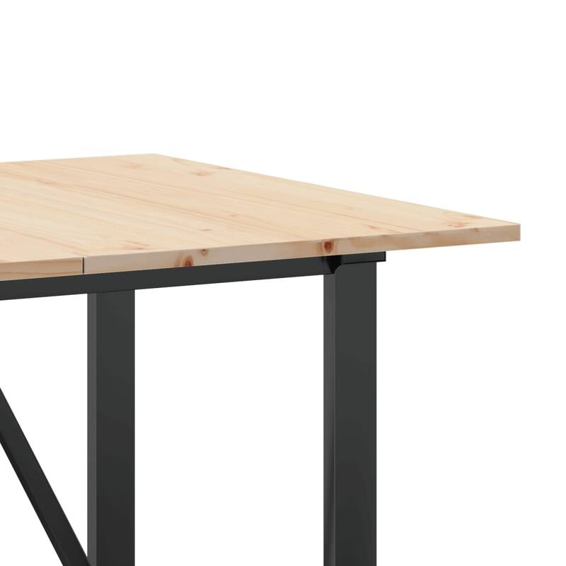 vidaXL Dining Table O-Frame Side Accent Coffee Table Solid Wood Pine and Steel