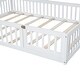 preview thumbnail 19 of 23, House Bed with Fence and Chimney Design, Floor Bed Frame with House-Shaped Headboard