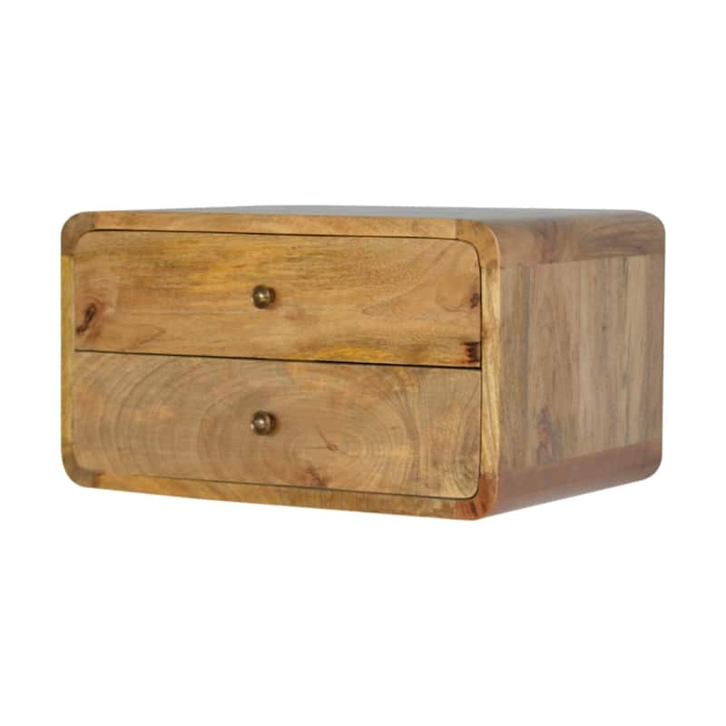 Artisan Furniture Solid Wood Oak-ish 2 Drawer Floating Nightstand,Beige