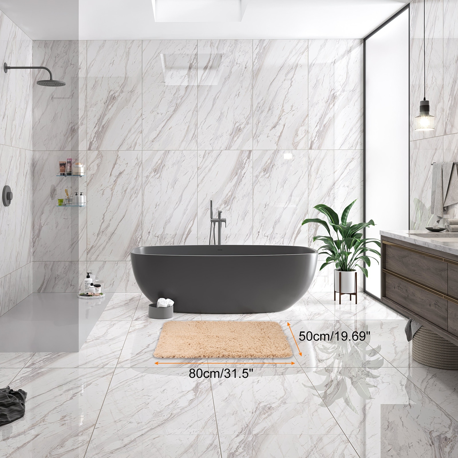 Bathroom Rug, Bath Mat Non Slip Quick Dry Soft and Absorbent Polyester Bath Mat Rug Washable Carpet