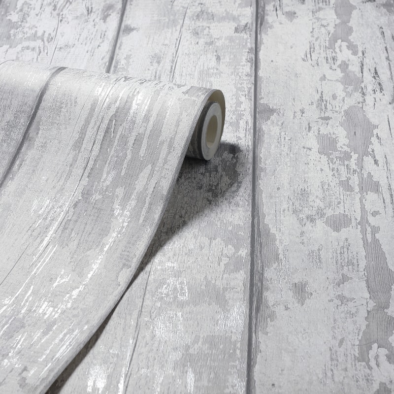 Arthouse Metallic Washed Wood Unpasted Wallpaper