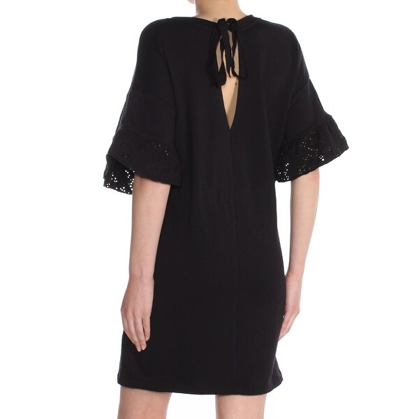 black short sleeve shift dress