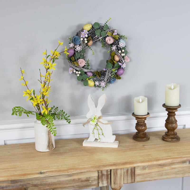 Speckled Eggs and Flowers Easter Wreath - 13"
