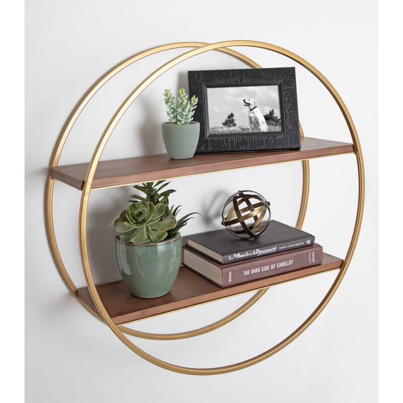 Kate and Laurel Sequoia Round Metal Wall Shelf