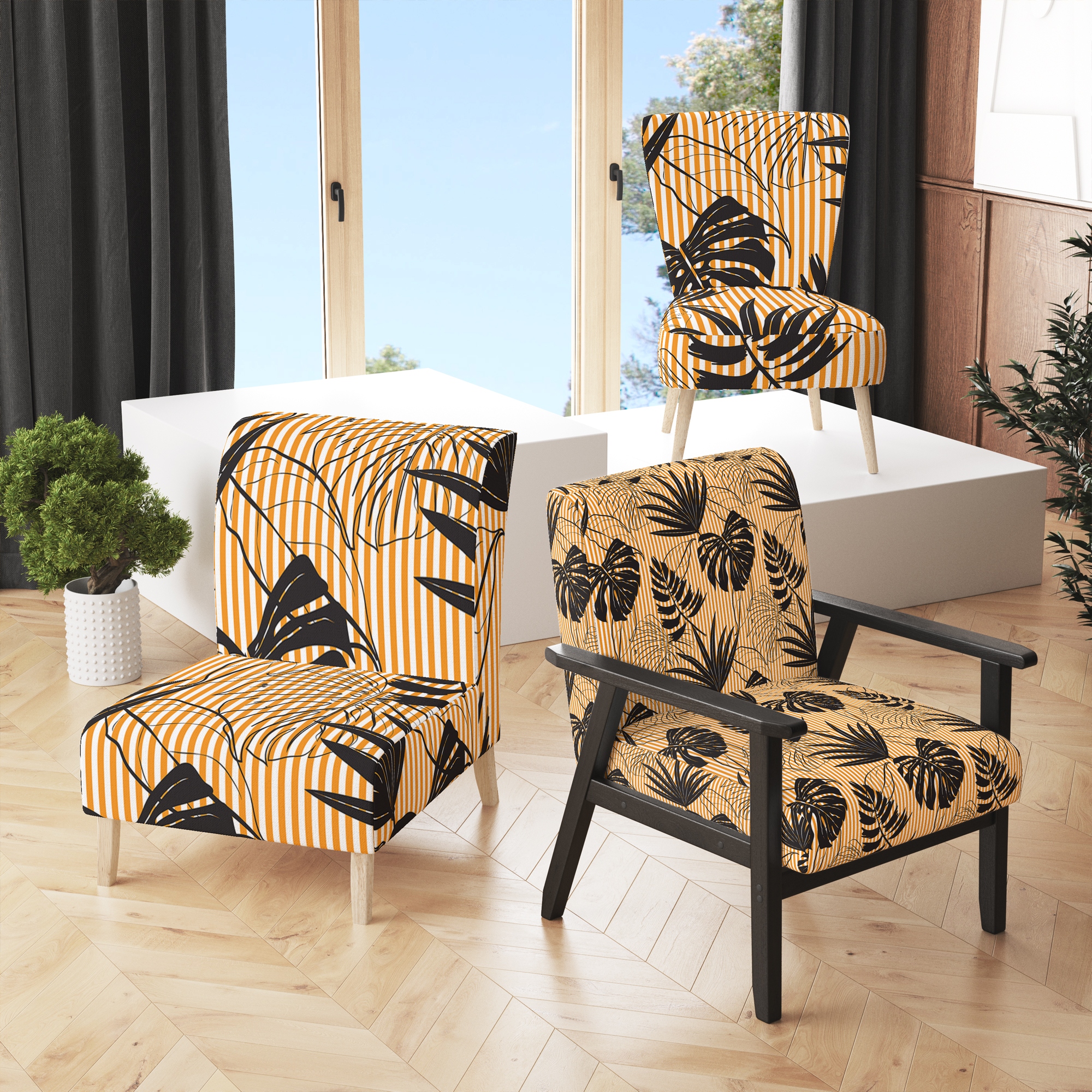 Black and sales cream accent chairs
