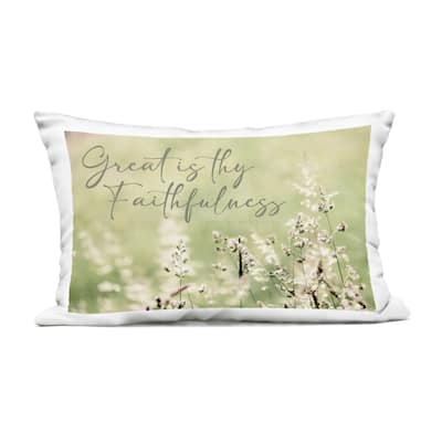 Stupell Spiritual Faithfulness with Florals Printed Outdoor Throw Pillow Design by ERIN MARIE