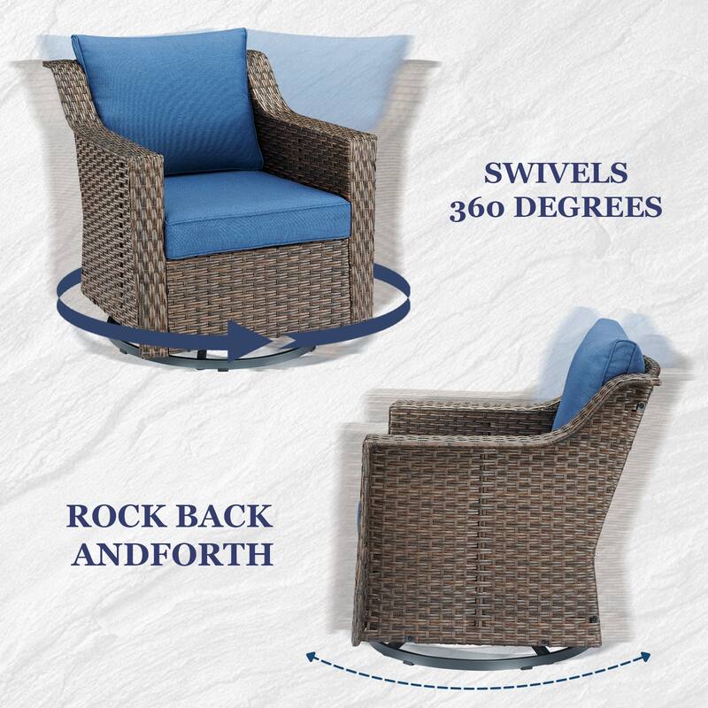 Gymojoy Outdoor Wicker Swivel Glider Chairs with Cushions