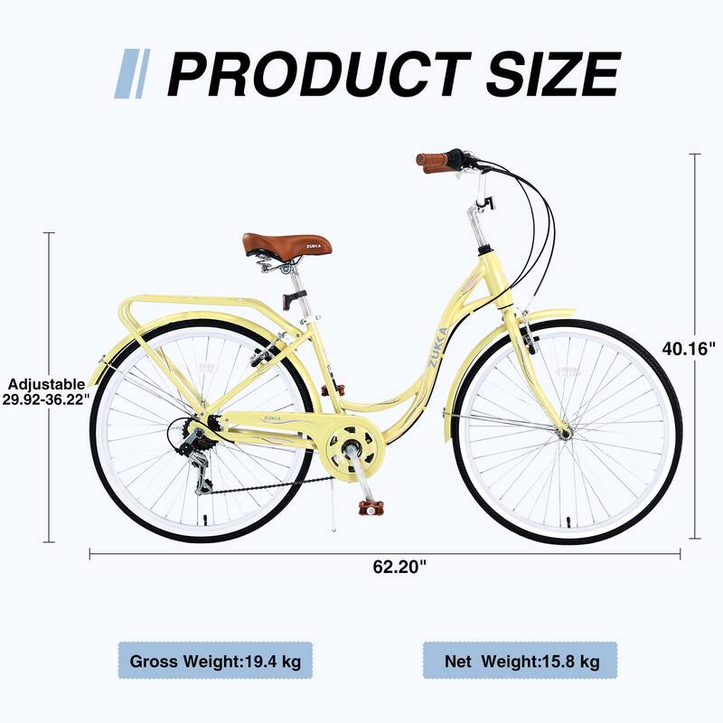Ladies' Bicycle - Steel Frame, 7 Speeds, Multiple Colors - 24