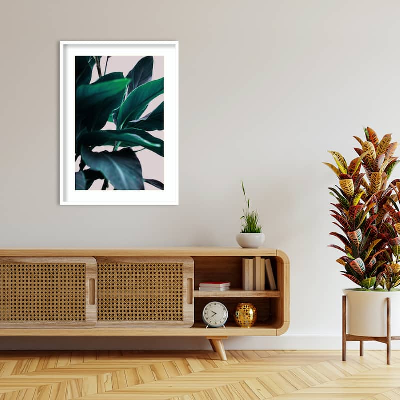 Elegance Of Tropical Leaves by Mareike Bohmer Wood Framed Wall Art Print