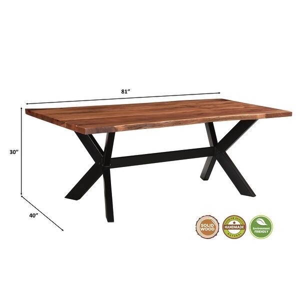 Sienna 81" Live Edge Wood Xleg Dining Table 81" W Bed Bath