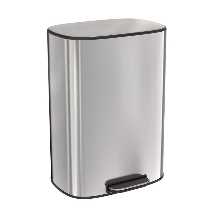 Black Grey 13 Gallon 50L Step-on Kitchen Trash Can with Soft Close for Home,Office