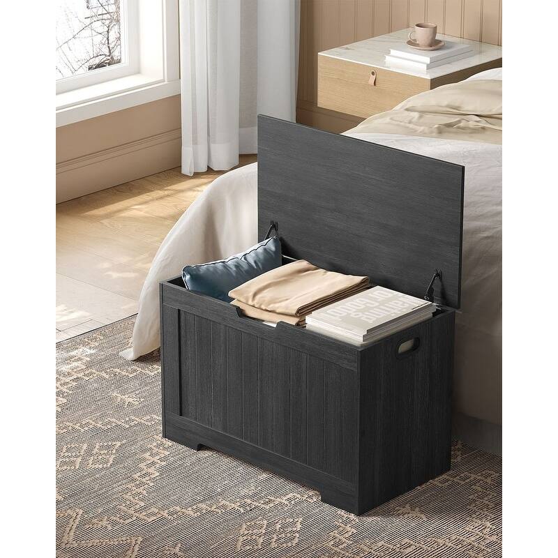 Wooden Storage Chest with 2 Safety Hinges, 29.9 Inches Wide - 15.7"D x 29.9"W x 18.9"H